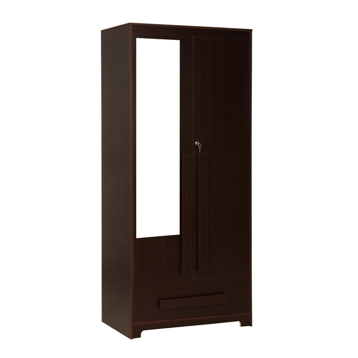 Regal Grand 2 door Engineered Wood wardrobe with 1 drawer & Mirror - Walnut