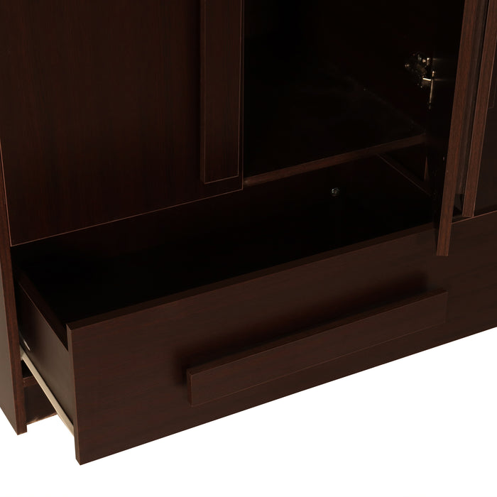 Regal Grand 2 door Engineered Wood wardrobe with 1 drawer & Mirror - Walnut