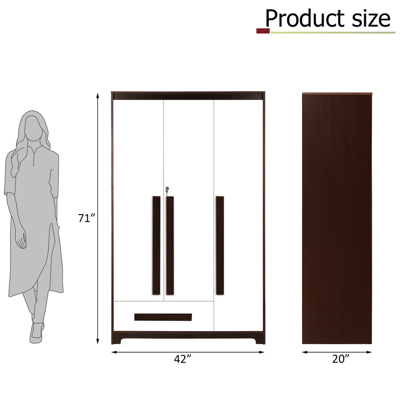 Regal Grand 3 Door without Mirror & with 1 Drawer -Walnut & White