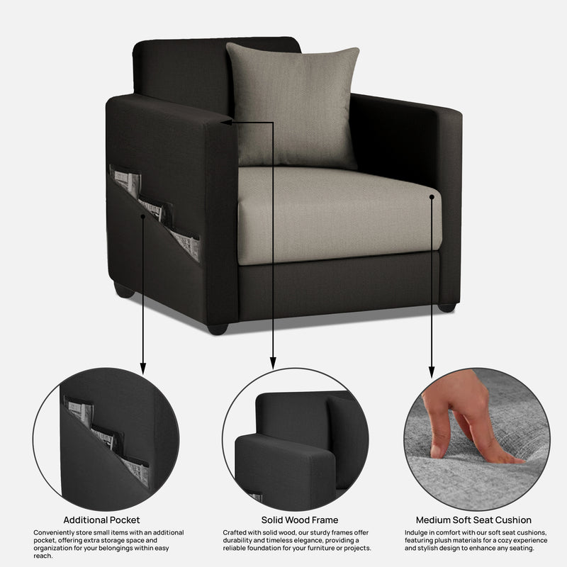 Riya 1 Seater Fabric sofa