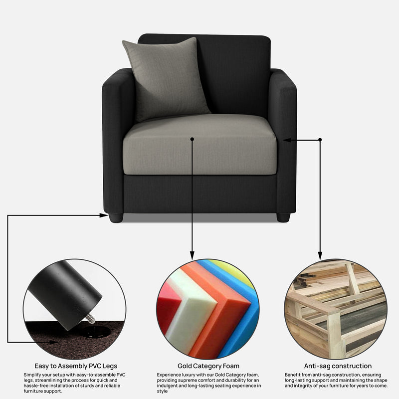 Riya 1 Seater Fabric sofa