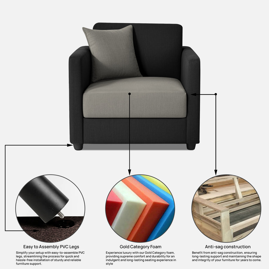 Riya 1 Seater Fabric sofa