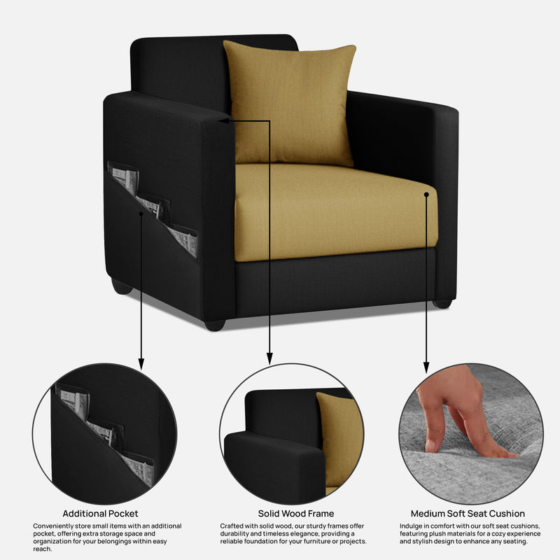 Riya 1 Seater Fabric sofa