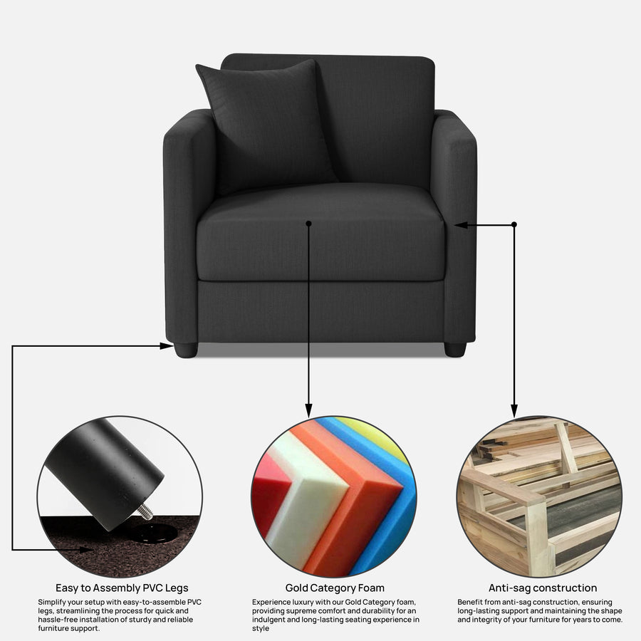 Riya 1 Seater Fabric sofa