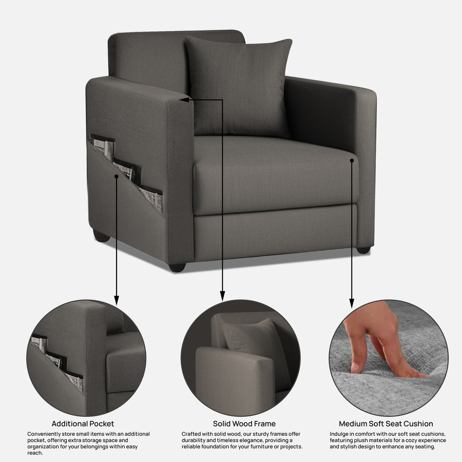 Riya 1 Seater Fabric sofa