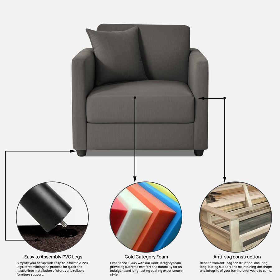 Riya 1 Seater Fabric sofa