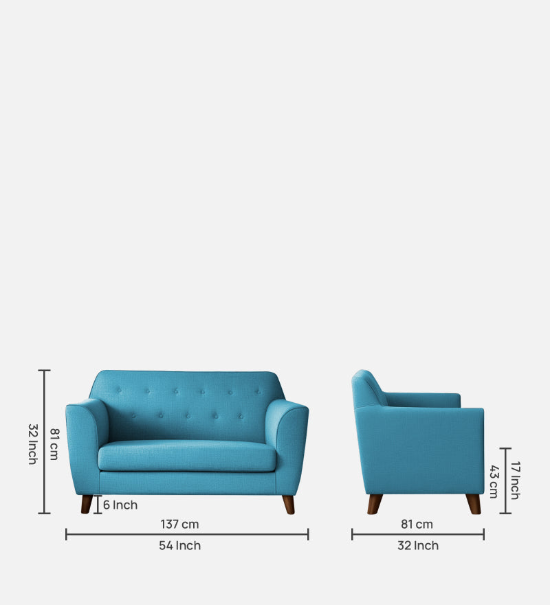 Rome Fabric 2 Seater Sofa In Blue Color