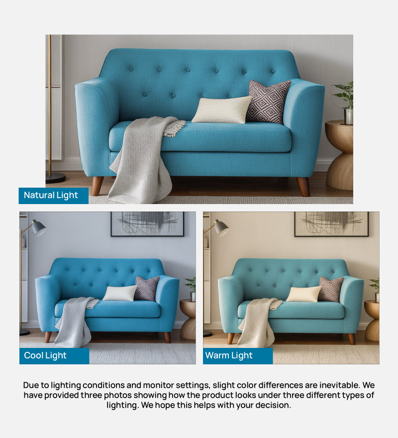 Rome Fabric 2 Seater Sofa In Blue Color