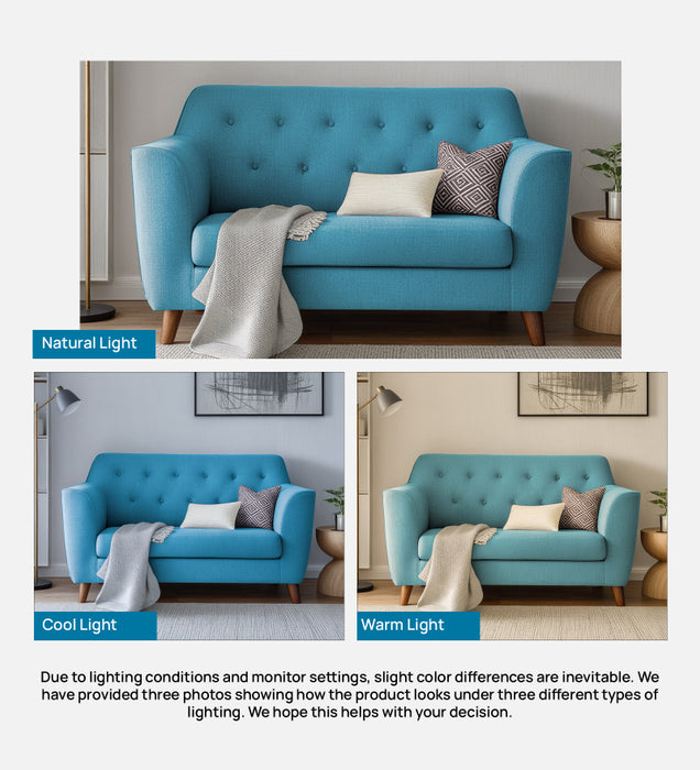 Rome Fabric 2 Seater Sofa In Blue Color