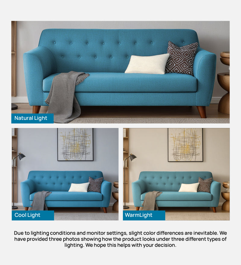 Rome Fabric 3 Seater Sofa In Blue Color