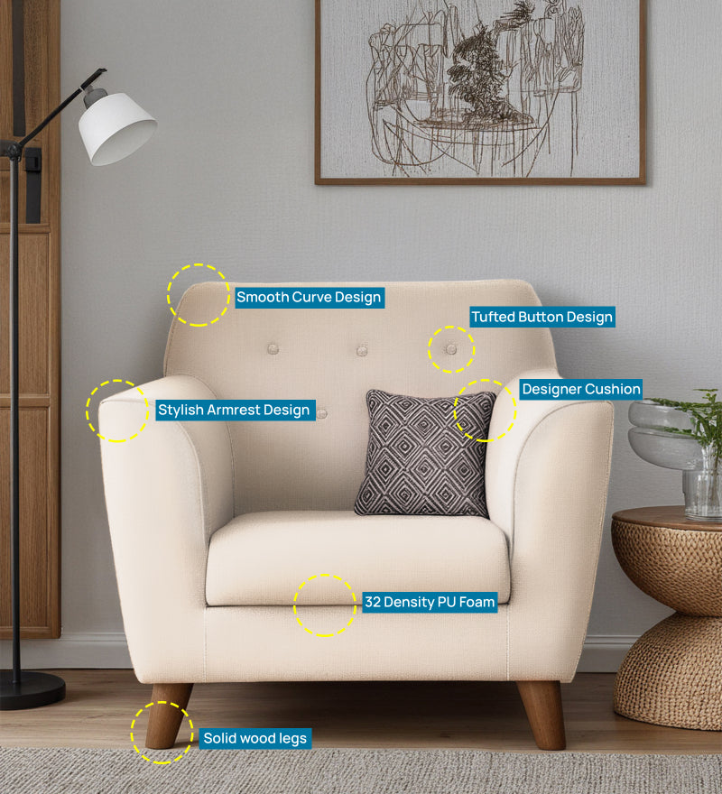 Rome Velvet 1 Seater Sofa In Camel Beige Color