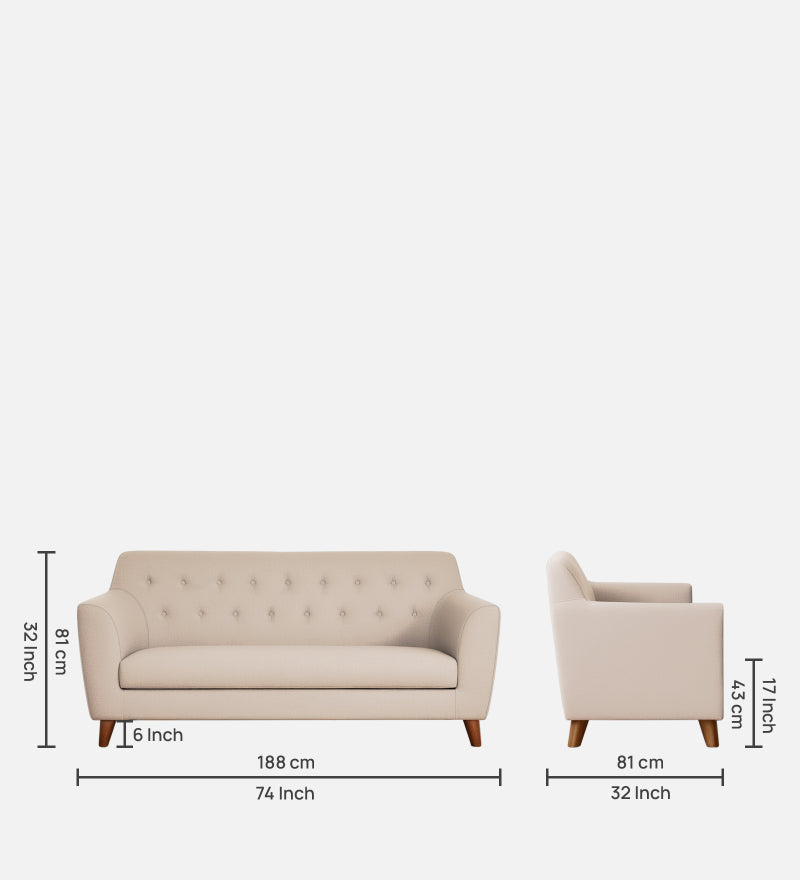 Rome Velvet 3 Seater Sofa In Camel Beige Color