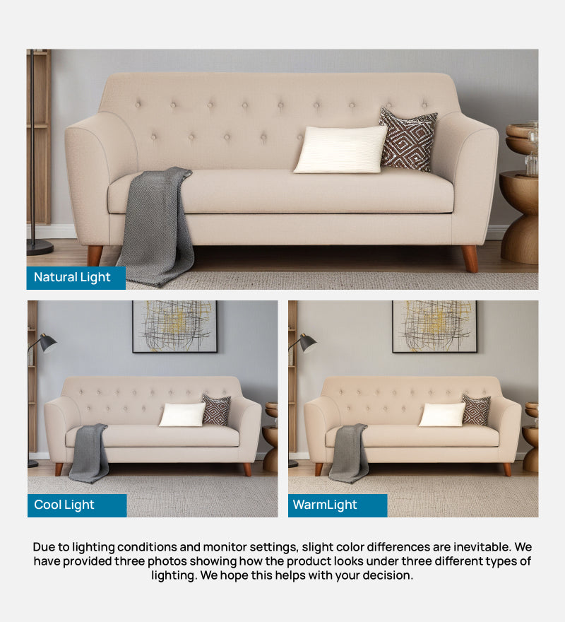 Rome Velvet 3 Seater Sofa In Camel Beige Color