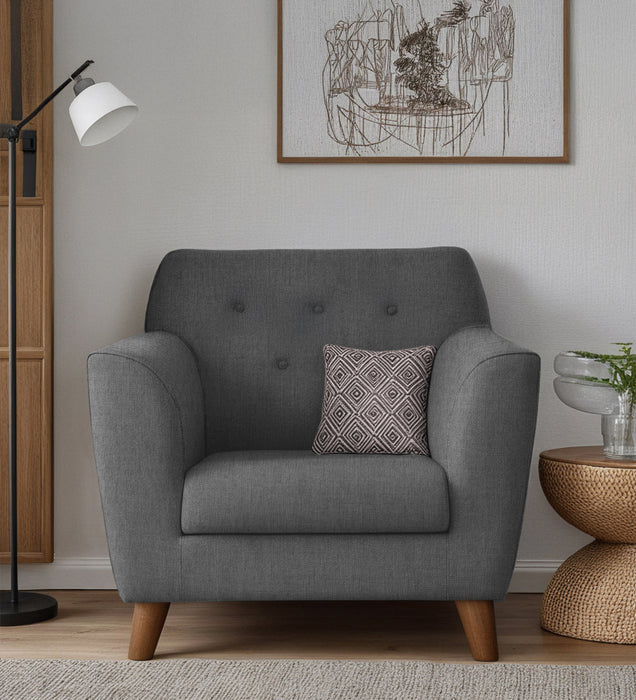 Rome Fabric 1 Seater Sofa In Grey Color