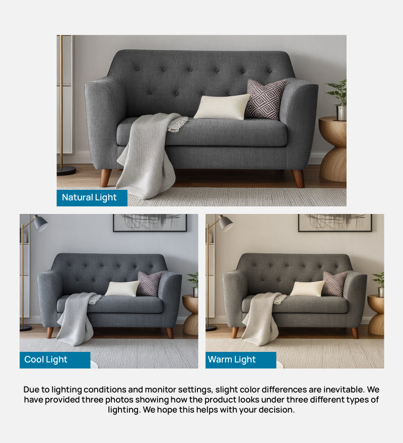 Rome Fabric 2 Seater Sofa In Grey Color