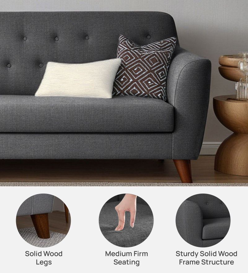 Rome Fabric 3 Seater Sofa In Grey Color