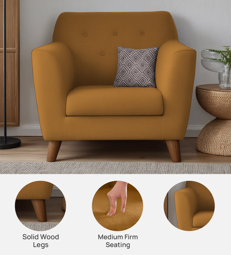 Rome Velvet 1 Seater Sofa In Brown Color