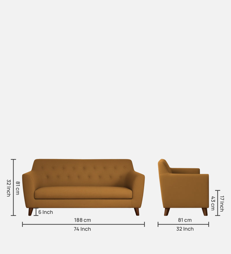 Rome Velvet 3 Seater Sofa In Brown Color