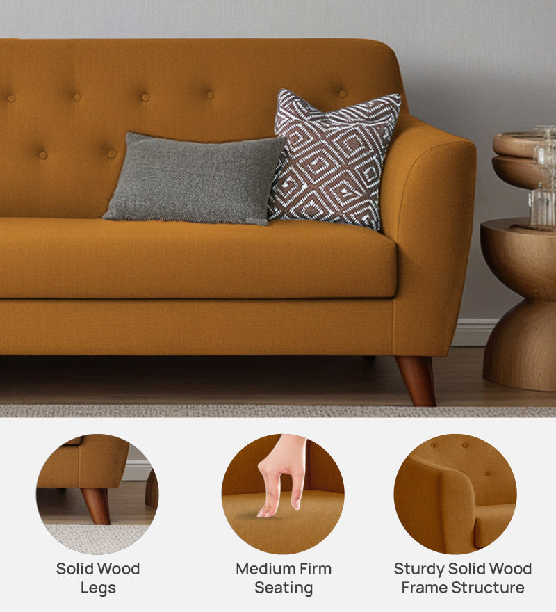 Rome Velvet 3 Seater Sofa In Brown Color