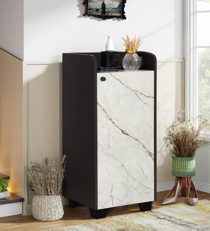 Shoecab Shoe Cabinet in Black Wenge & White Stone