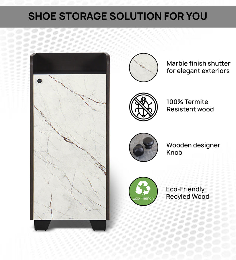 Shoecab Shoe Cabinet in Black Wenge & White Stone