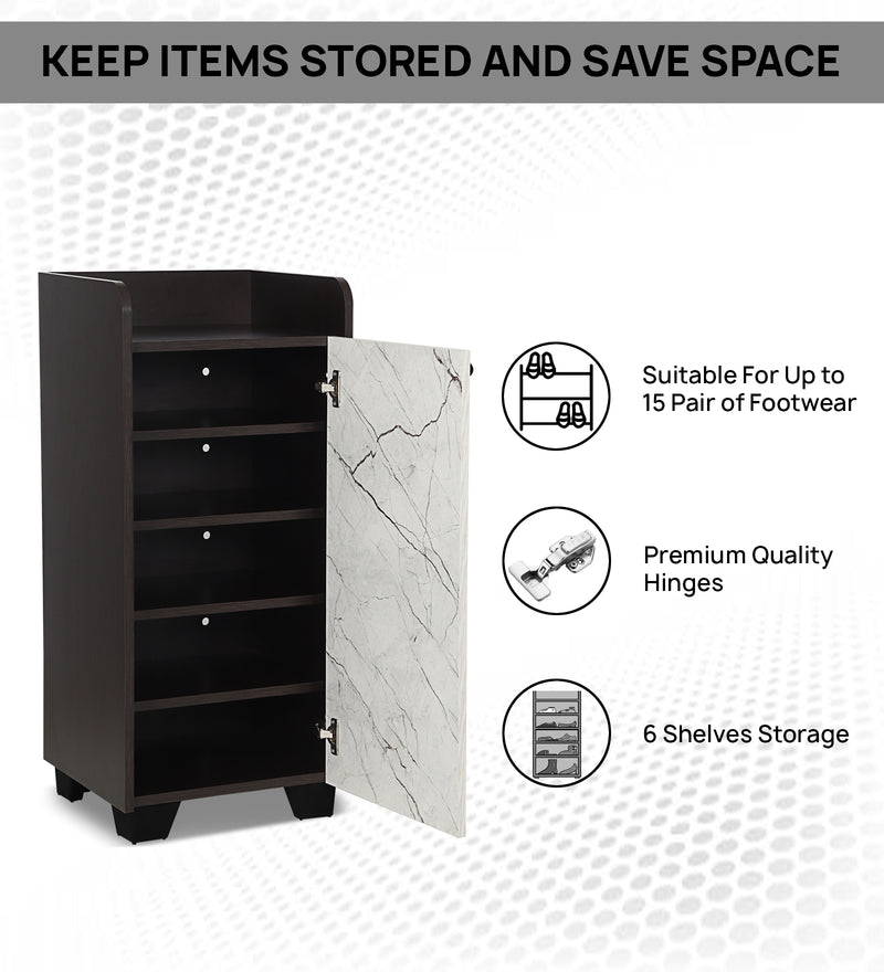 Shoecab Shoe Cabinet in Black Wenge & White Stone