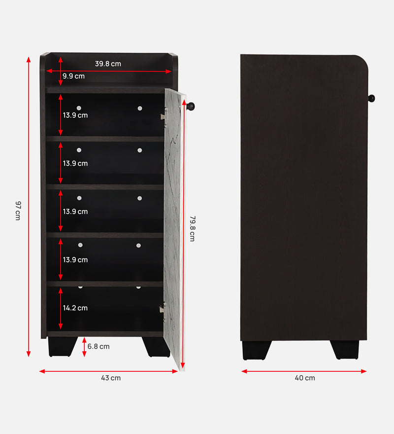 Shoecab Shoe Cabinet in Black Wenge & White Stone