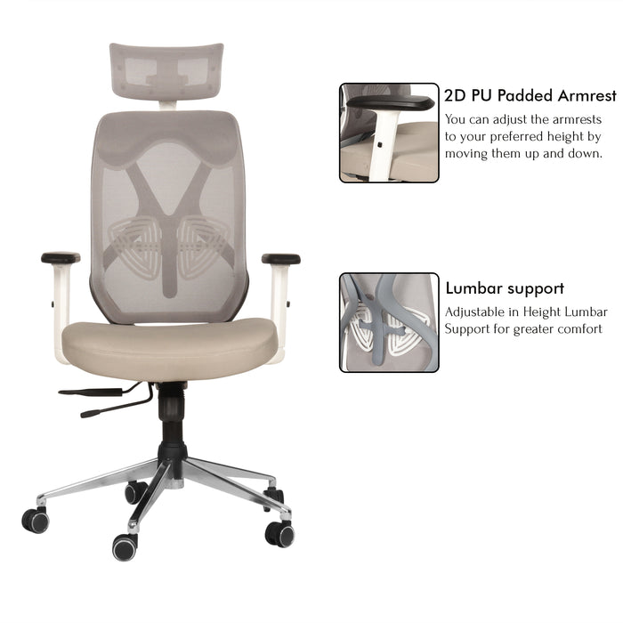 Spider High Back Office Chair In White Colour