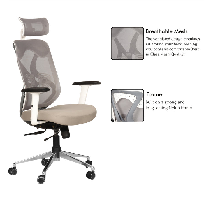 Spider High Back Office Chair In White Colour