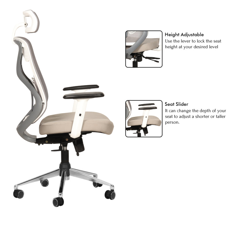 Spider High Back Office Chair In White Colour