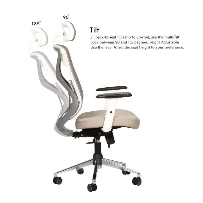 Spider High Back Office Chair In White Colour