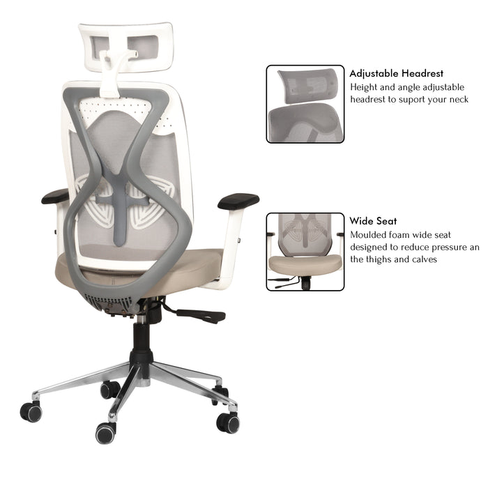 Spider High Back Office Chair In White Colour