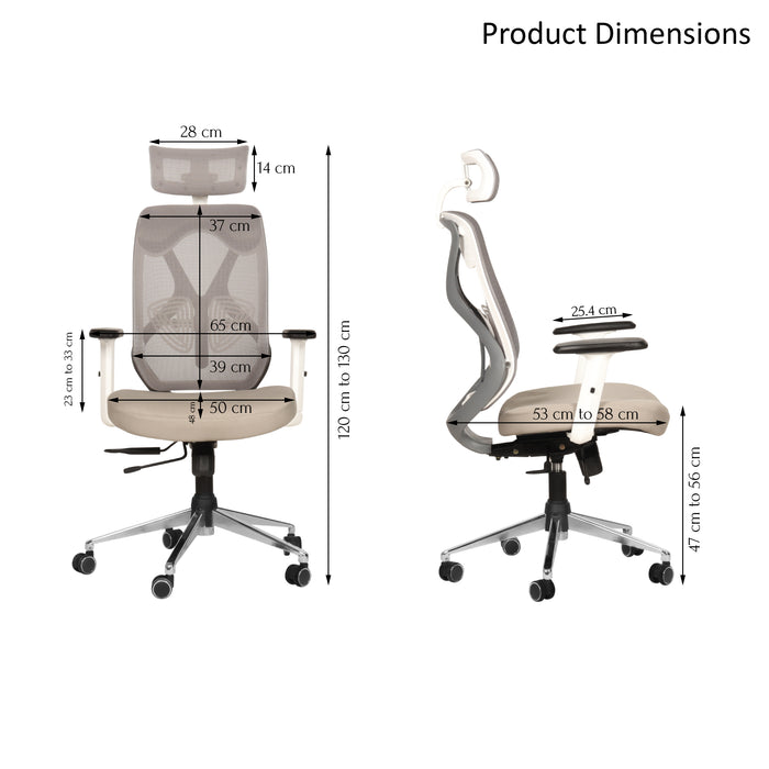 Spider High Back Office Chair In White Colour