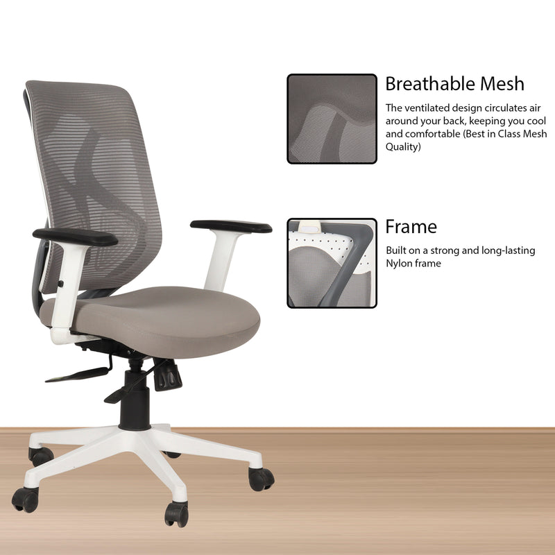 Spider Medium Back Office Chair In Grey Colour