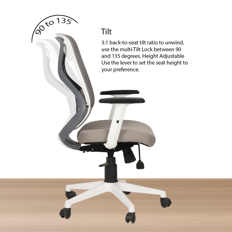 Spider Medium Back Office Chair In Grey Colour