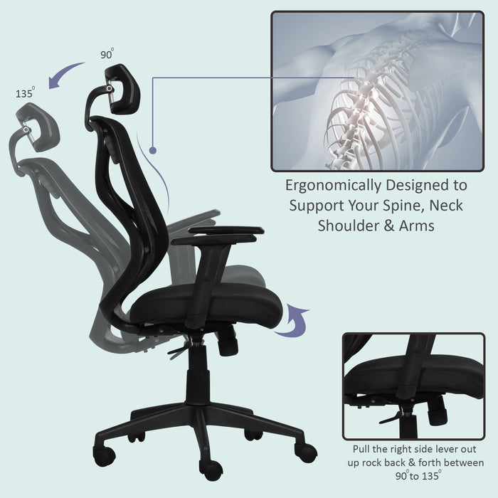 Spider High Back Office Chair In Black Colour