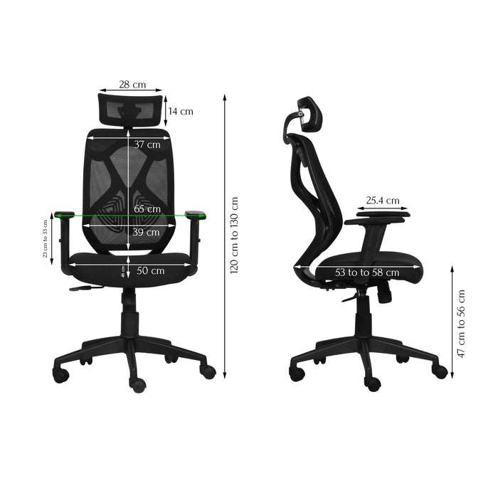 Spider High Back Office Chair In Black Colour