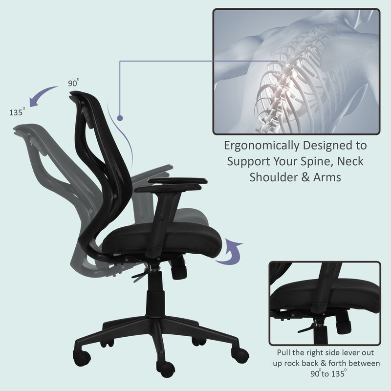 Spider Medium Back Office Chair In Black Colour
