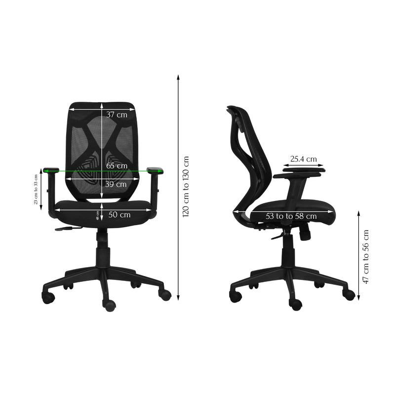 Spider Medium Back Office Chair In Black Colour