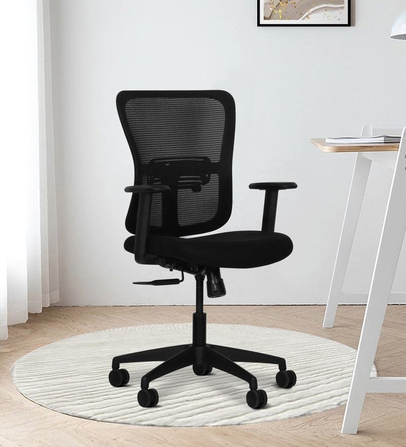 Splendor Medium Back Office Chair In Black Colour
