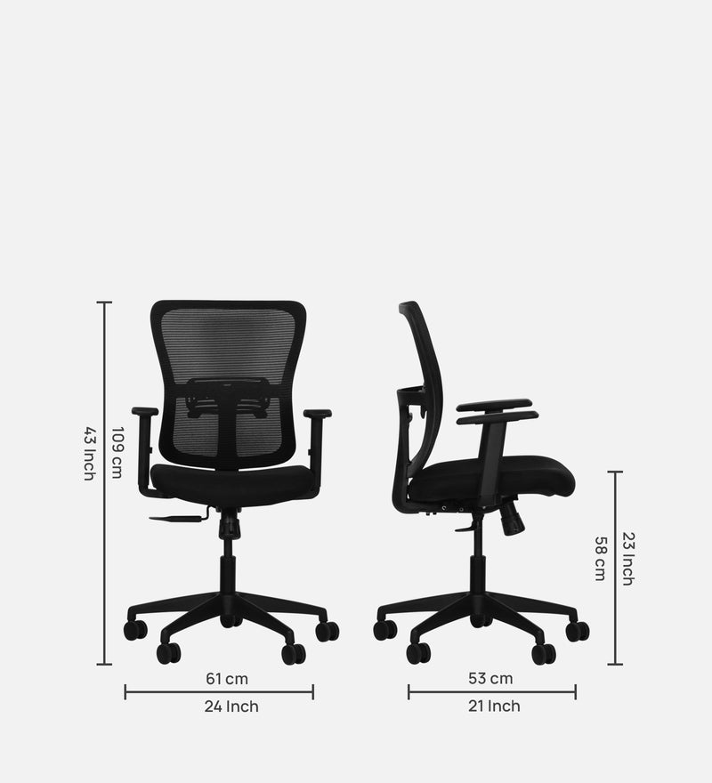 Splendor Medium Back Office Chair In Black Colour