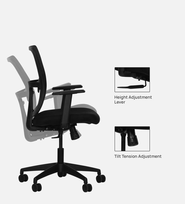 Splendor Medium Back Office Chair In Black Colour