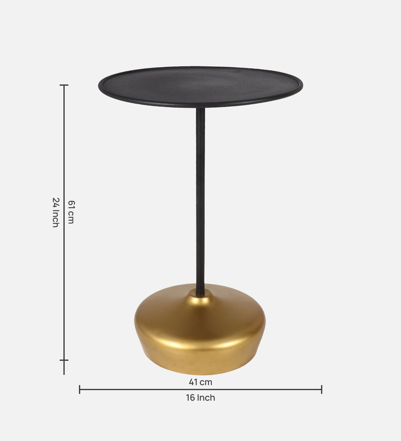 Stirling Iron Side Table In Black & Golden Colour