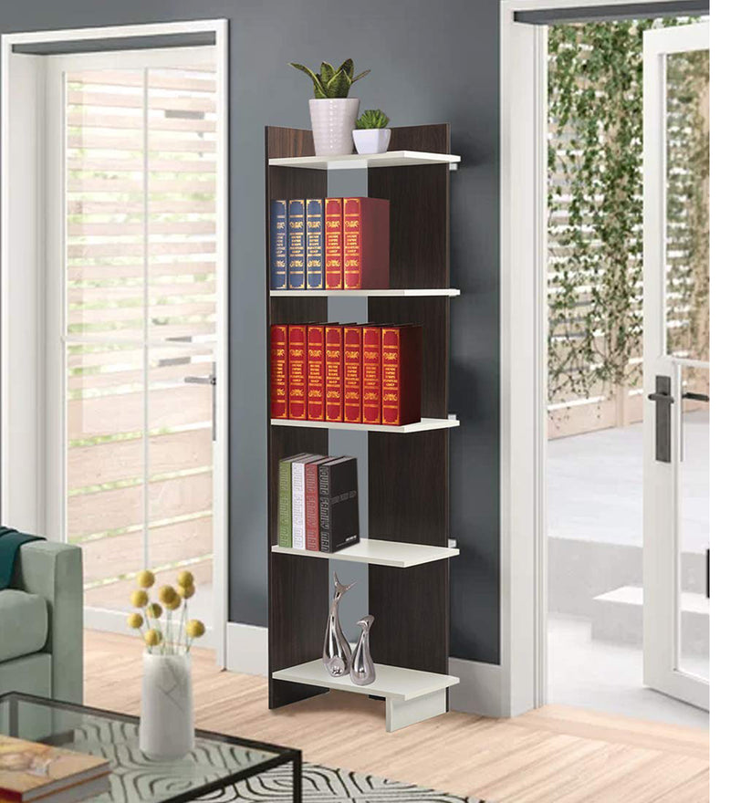 Tisha Engineered wood Bookshelf Frosty White & English Oak finish