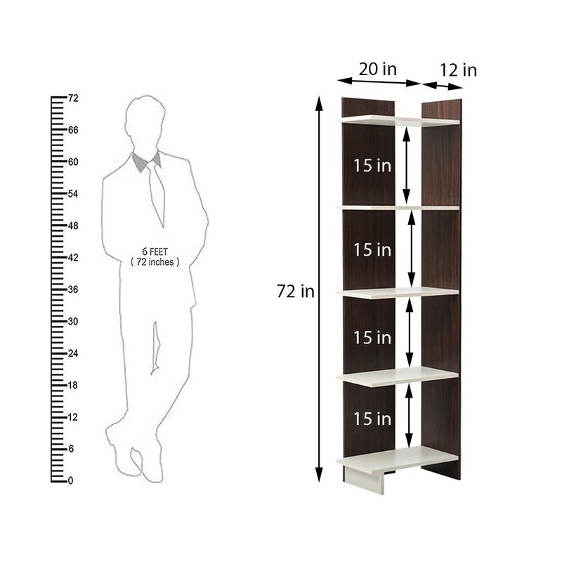 Tisha Engineered wood Bookshelf Frosty White & English Oak finish