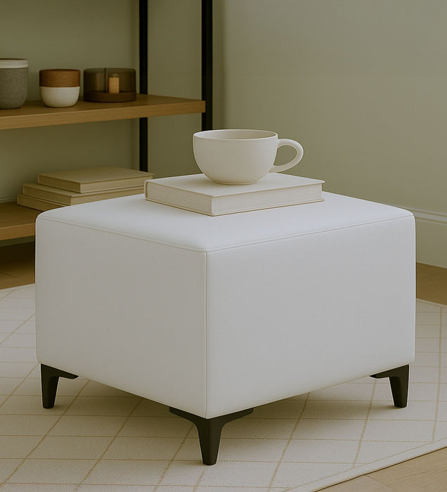 Tornado Leatherette Pouffe In Arctic Pearl PU Colour