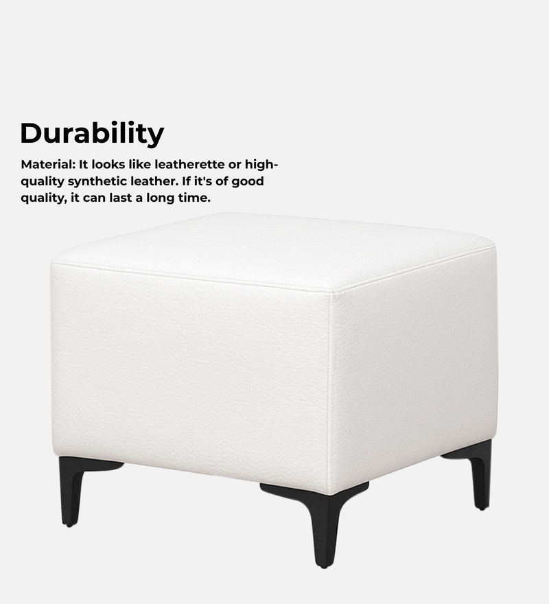 Tornado Leatherette Pouffe In Arctic Pearl PU Colour