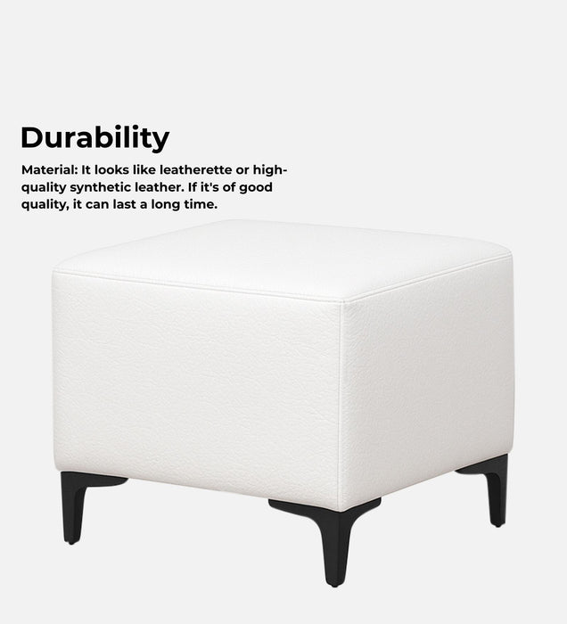 Tornado Leatherette Pouffe In Arctic Pearl PU Colour