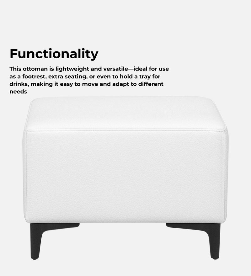 Tornado Leatherette Pouffe In Arctic Pearl PU Colour