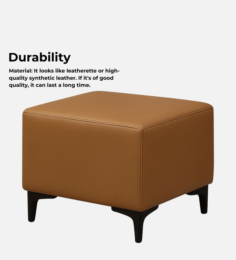Tornado Leatherette Pouffe In Tan PU Colour